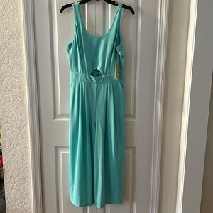 Gianni Bini Turquoise Blue Cut Out Wide Leg Cropped Jumpsuit size M